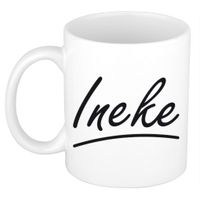 Naam cadeau mok / beker Ineke met sierlijke letters 300 ml - thumbnail