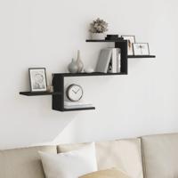 Wandschap 104x15x49 cm bewerkt hout zwart