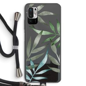 Tropical watercolor leaves: Xiaomi Redmi Note 10 5G Transparant Hoesje met koord