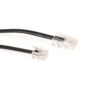 ACT TD5306 Zwarte Platte Telefoonkabel | RJ11 en RJ45 connectoren | Zwart | 1 meter