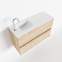 Toiletmeubel Mondiaz Ada | 80 cm | Meubelkleur Washed oak | Lex wastafel Talc Links | 1 kraangat
