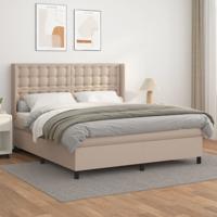 Boxspring met matras kunstleer cappuccinokleurig 180x200 cm