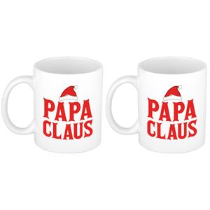 Set van 2x stuks papa Claus koffiemokken / theebekers kerstcadeau vader 300 ml