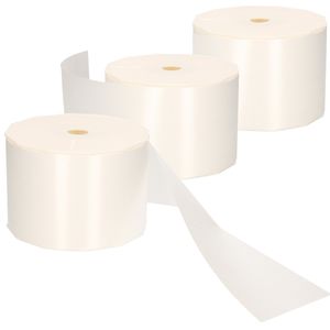 3x XL hobby/decoratie parel witte kunststof sierlinten 9 cm/90 mm x 91 meter