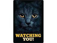 Plenty gifts waakbord blik zwarte kat watching you (21X15 CM) - thumbnail