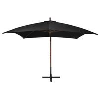 The Living Store Zweefparasol - Hout - 300 x 300 cm - Zwart