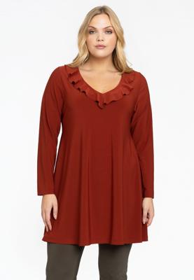 Yoek Tuniek wide bottom ruches | Bruin | Maat 38/40