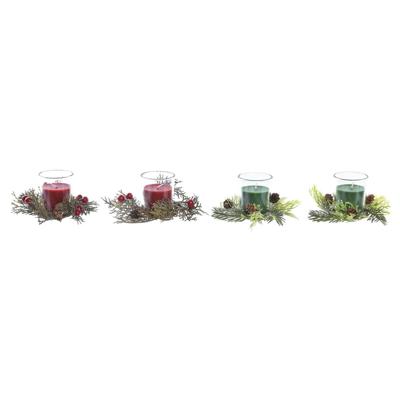 Kaarsenset DKD Home Decor Kerstmis (5,5 x 5,5 x 6 cm) (2 Stuks)