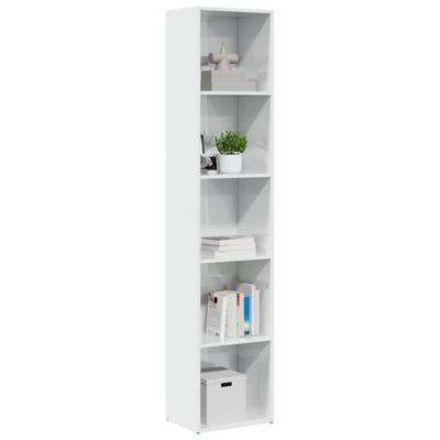 Boekenkast 40x30x189 cm bewerkt hout hoogglans wit