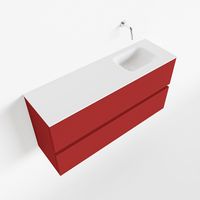 Toiletmeubel Mondiaz Ada | 100 cm | Meubelkleur Fire | Lex wastafel Talc Rechts | Zonder kraangat
