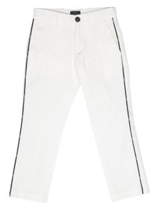 Fay Kids pantalon en coton à rayures latérales - Blanc