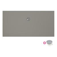 Douchevloer Xenz Flat Plus | 200x100 cm | Incl.Afvoersifon-Chroom | Acryl | Rechthoekig | Cement mat