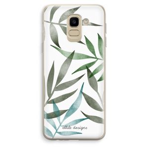 Tropical watercolor leaves: Samsung Galaxy J6 (2018) Transparant Hoesje