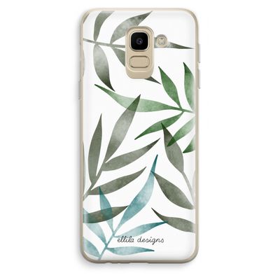 Tropical watercolor leaves: Samsung Galaxy J6 (2018) Transparant Hoesje