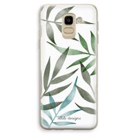 Tropical watercolor leaves: Samsung Galaxy J6 (2018) Transparant Hoesje