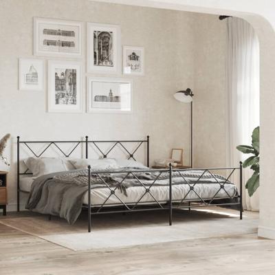 Bedframe met hoofd- en voeteneinde metaal zwart 183x213 cm