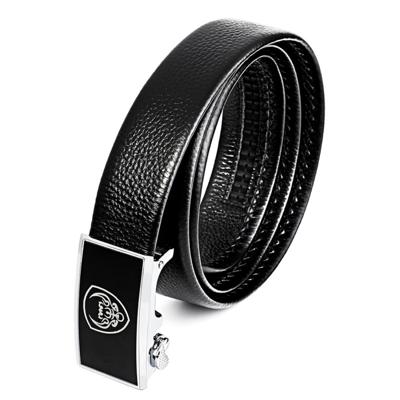 Mannen casual lederen riem tailleband met gesp hoofd lengte: 115cm (zwart)