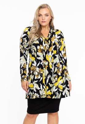 Yoek Tuniek wide bottom met plooi | Zwart | Maat 54/56
