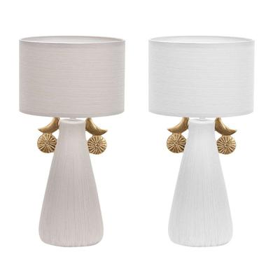 Bureaulamp DKD Home Decor Keramisch Polyester (22 x 22 x 44 cm) (2 Stuks)