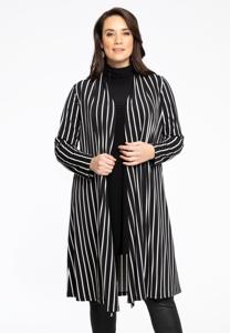 Yoek Cardigan Pleated Long STRIPES | Zwart | Maat 38/40