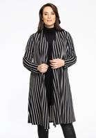 Yoek Cardigan Pleated Long STRIPES | Zwart | Maat 38/40