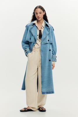 denim trenchcoat met ceintuur - BLUE - XL