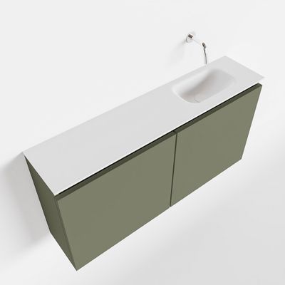 Toiletmeubel Mondiaz Ture | 100 cm | Meubelkleur Army | Eden wastafel Talc Rechts | Zonder kraangat