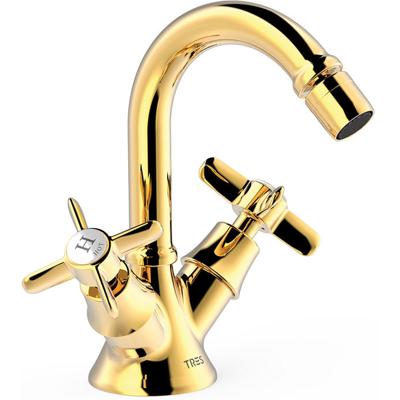 Bidetkraan Tres Clasic | Opbouw | Mengkraan | 2-knops | Vintage | 24k Goud glans