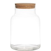 Glazen voorraadpot/snoeppot vaas van 17.5 x 25 cm met kurk dop - thumbnail