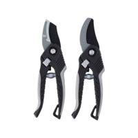 Snoeischaren - 2x st - grijs - 20 cm - tuingereedschap heggenscharen - snoeien Snoeischaren - 2x st - grijs - 20 cm - tuingereedschap heggenscharen - snoeien
