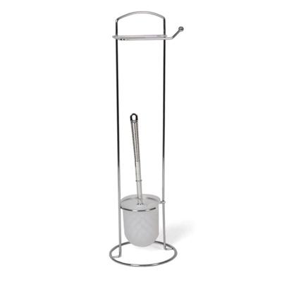Wc/toiletborstel met toiletrolhouder - RVS - 60 cm - Toilet/badkameraccessoires - wc-borstel