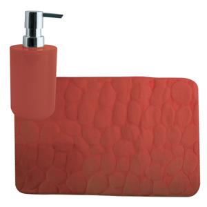 MSV badkamer droogloop mat/tapijt Kiezel - 50 x 80 cm - zelfde kleur zeeppompje - terracotta