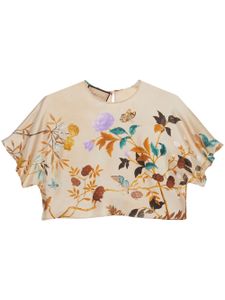 Gucci t-shirt en soie à imprimé Tian - Tons neutres