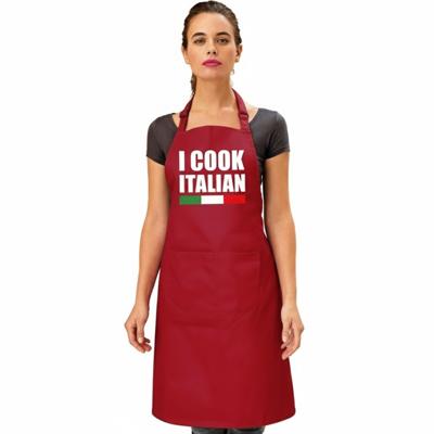 Keuken en BBQ Schort - thema Italie - I cook Italian - rood - Italiaanse vlag - cadeau Keuken en BBQ Schort - thema Italie - I cook Italian - rood - Italiaanse vlag - cadeau