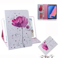 Paarse orchideeën patroon horizontale Flip lederen case voor Galaxy tab een 8 (2019)/P200/P205 met houder & Card slot & portemonnee