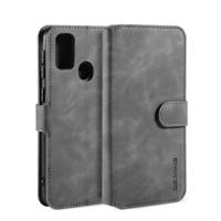 Voor Galaxy M30s DG. MING retro olie kant horizontale flip case met houder & kaartsleuven & portemonnee (grijs)