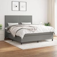 Boxspring met matras stof donkergrijs 160x200 cm