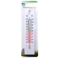 Thermometer binnen/buiten - plastic - wit - 21 cm