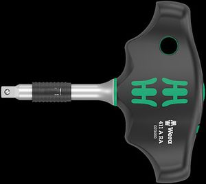 Wera 411 A RA T-greep adapterschroevendraaier met ratelfunctie, 1/4", 1/4" x 45 mm - 05023460001