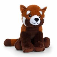 Keel Toys pluche rode Panda knuffeldier - rood/wit - zittend - 30 cm   - - thumbnail