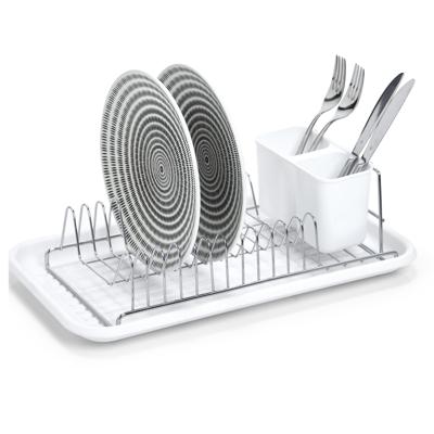 Zeller Afwasrek - wit - gegroefde lekbak - 12 borden - verwijderbare bestekbak - 44x24x13 cm
