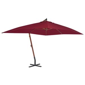 VidaXL Zweefparasol met houten paal 400x300 cm bordeauxrood