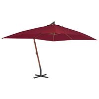 VidaXL Zweefparasol met houten paal 400x300 cm bordeauxrood - thumbnail