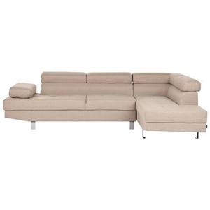 Beliani - NORREA - Hoekbank - Beige - Linkerzijde - 260 cm - Polyester