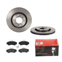 Remmenset, remschijf BREMBO, Remschijftype: Binnen geventileerd, Inbouwplaats: Vooras, u.a. für Citroën, Peugeot