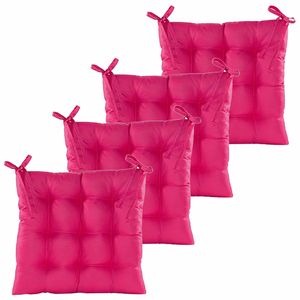 Stoelkussen gewatteerd - 6x - fuchsia roze - 38 x 38 cm - binnen/buiten