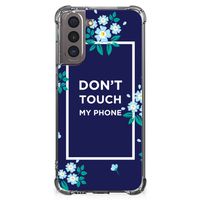 Samsung Galaxy S21 Anti Shock Case Flowers Blue DTMP - thumbnail