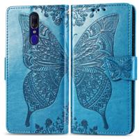 Butterfly Love bloemen reliëf horizontale Flip lederen draagtas voor OPPO F11 met houder & kaartsleuven & portemonnee & Lanyard (blauw)
