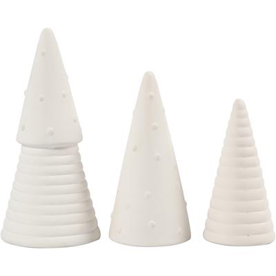 Creativ Company Kerstbomen, h: 10+12+15 cm, d 5+6+7 cm, wit, 3 stuk/ 1 doos