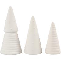 Creativ Company Kerstbomen, h: 10+12+15 cm, d 5+6+7 cm, wit, 3 stuk/ 1 doos